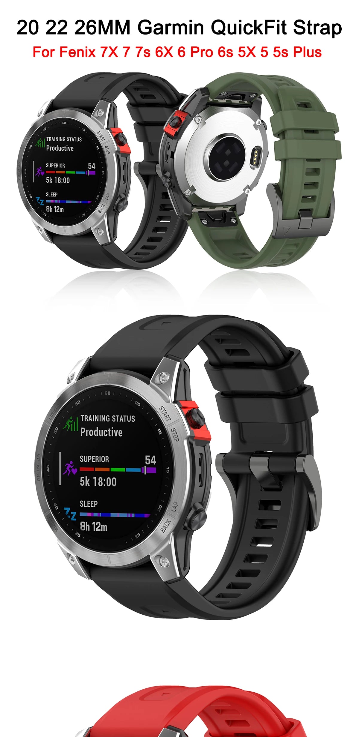 Silicone Bracelet for Garmin Fenix 7X 7 7S 6 6X Pro Watch Band Strap for Fenix 5X 5S Plus 3HR 945 935 Wrist 20 22 26mm QuickFit