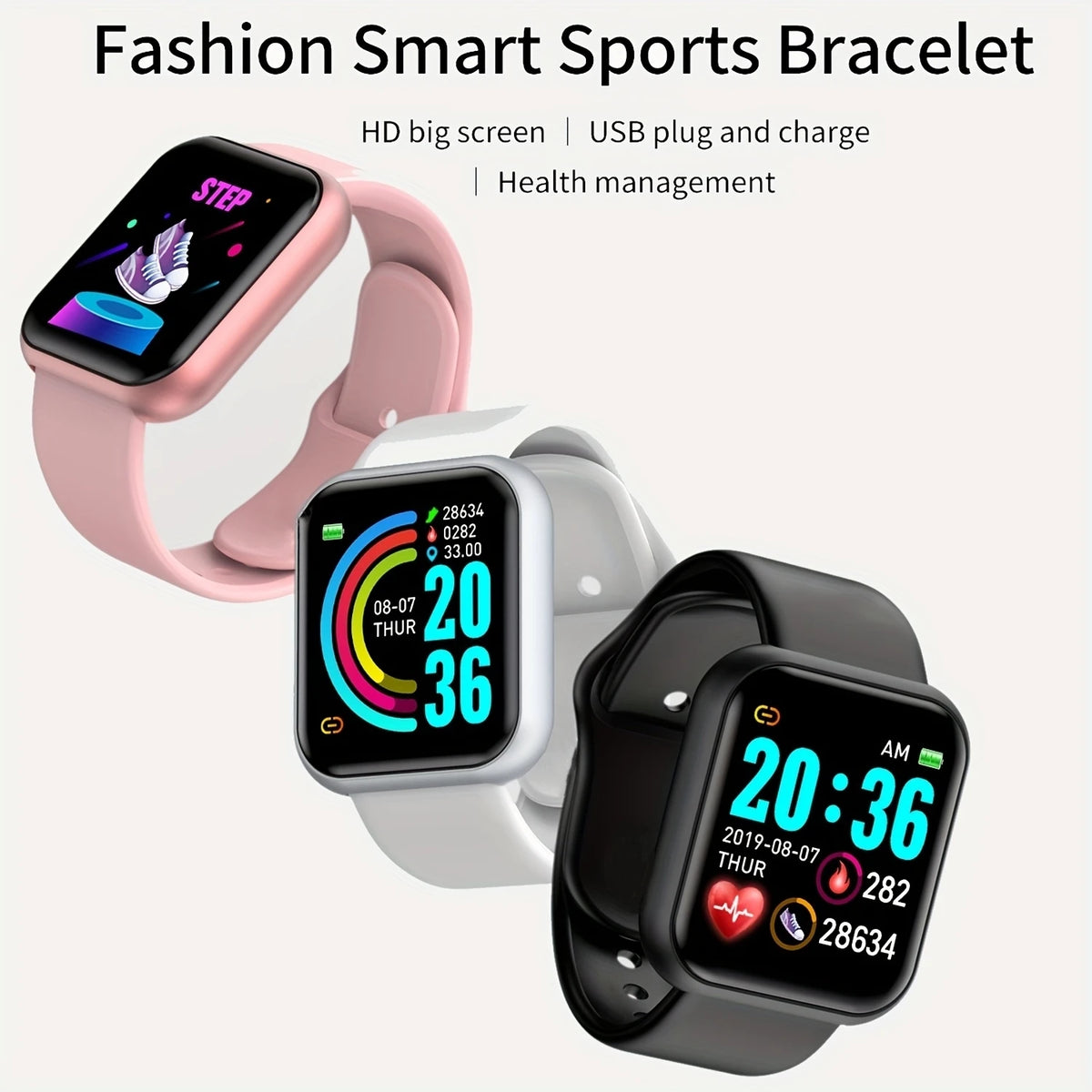 Men's Smartwatch Women's Sport Monitor Fitness Smart Watch Music Control Social APP Message Remind Consumer Electronic Watches