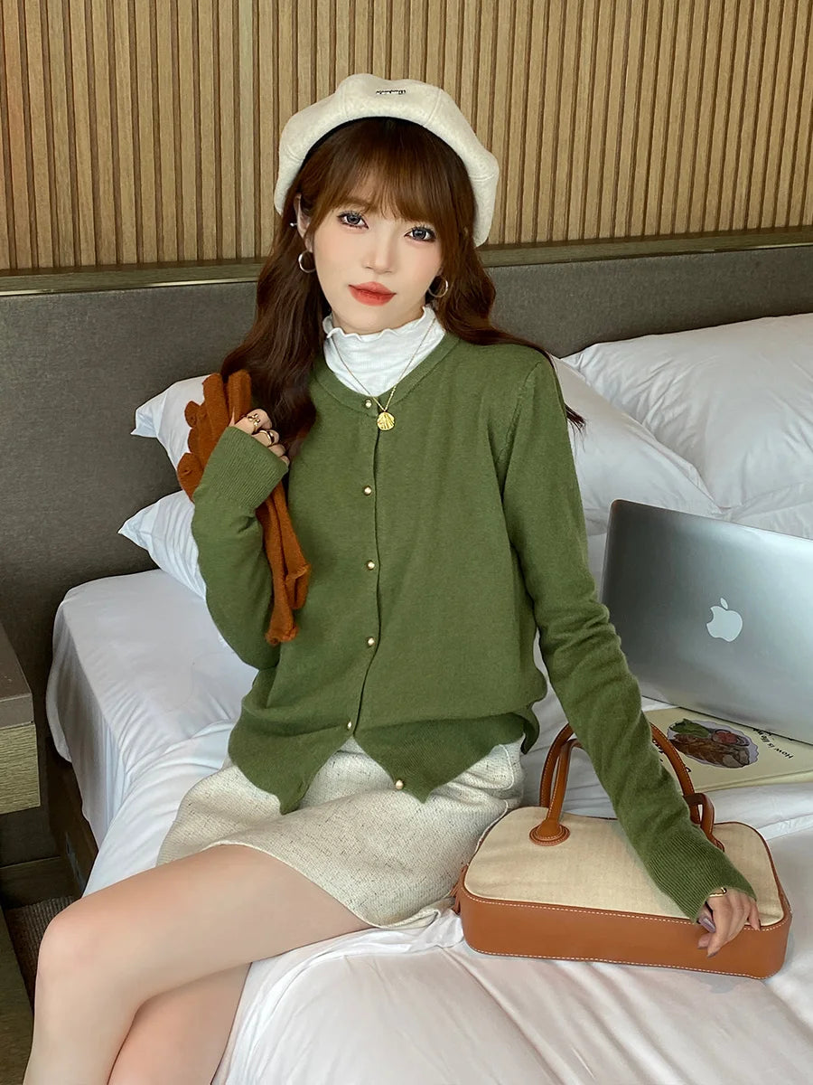 Women's Korean Single-Breasted Knit Cardigan