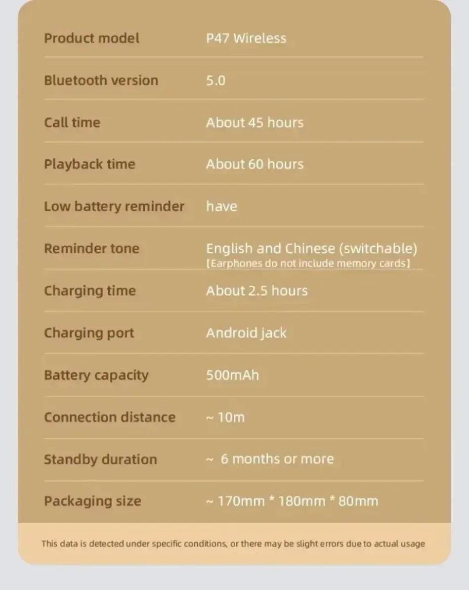 Foldable Wireless Bluetooth Headphones 5.0 Portable HiFi Sound Over-ear Headset for Sports Travel Daily Game music Earphones Use