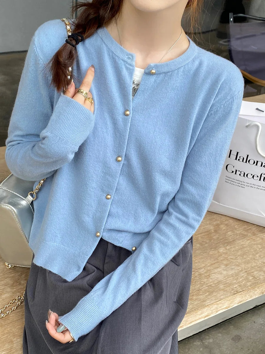 Women's Korean Single-Breasted Knit Cardigan