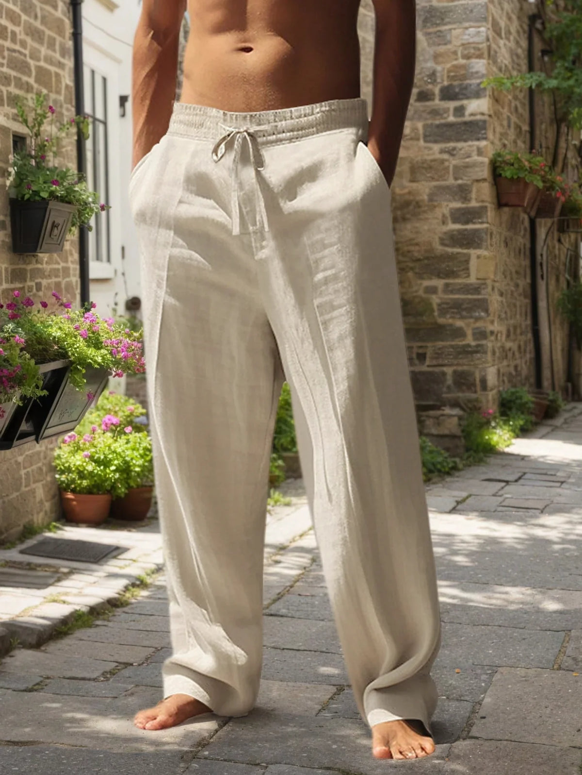 Men's Loose Cotton-Hemp Beach Pants