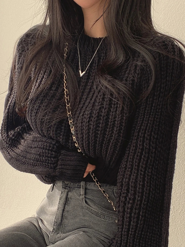 Women's Vintage Lantern-Sleeve Knit Sweater