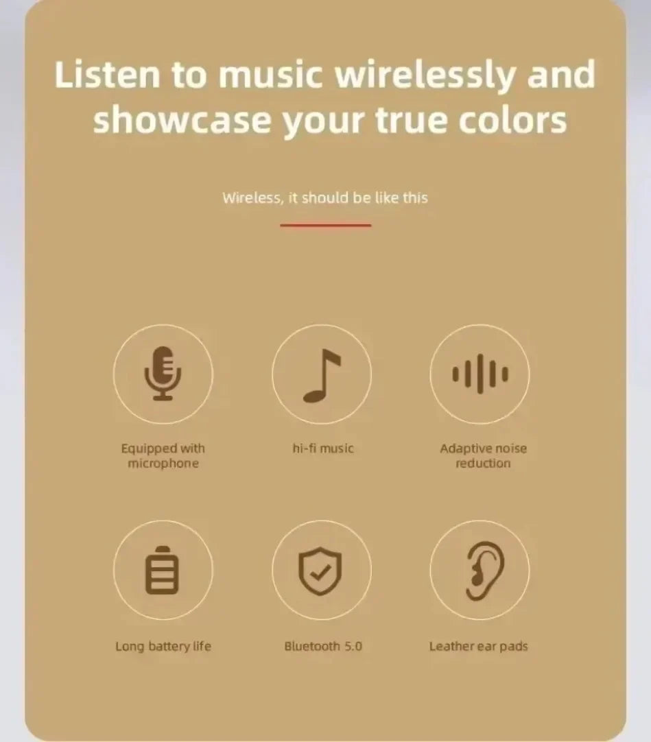 Foldable Wireless Bluetooth Headphones 5.0 Portable HiFi Sound Over-ear Headset for Sports Travel Daily Game music Earphones Use