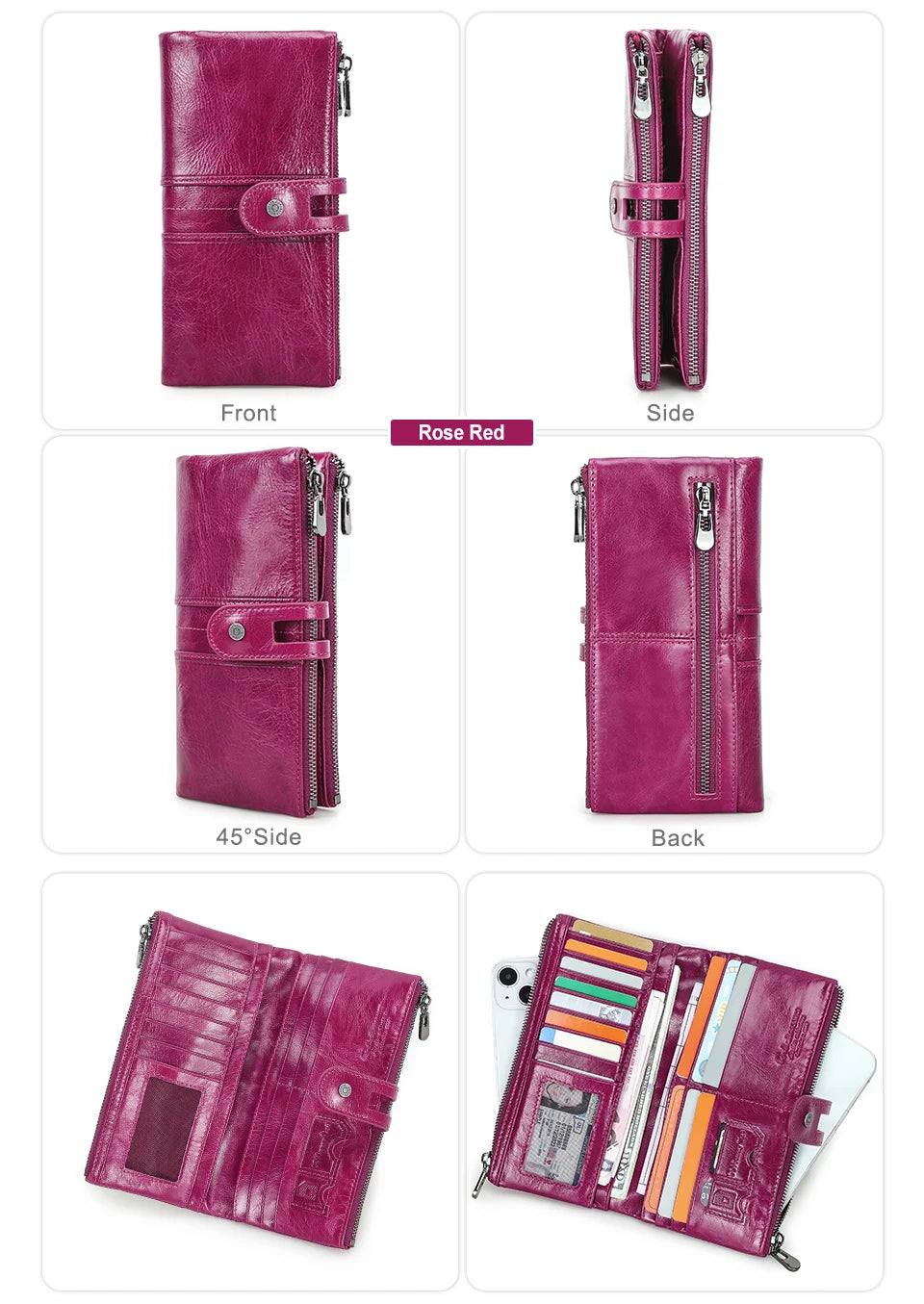 CONTACT'S Men Clutch Wallet Genuine Leather Long Wallet Hasp Card Holder Vintage Male Zipper Coin Purse Money Bag Portemonnee