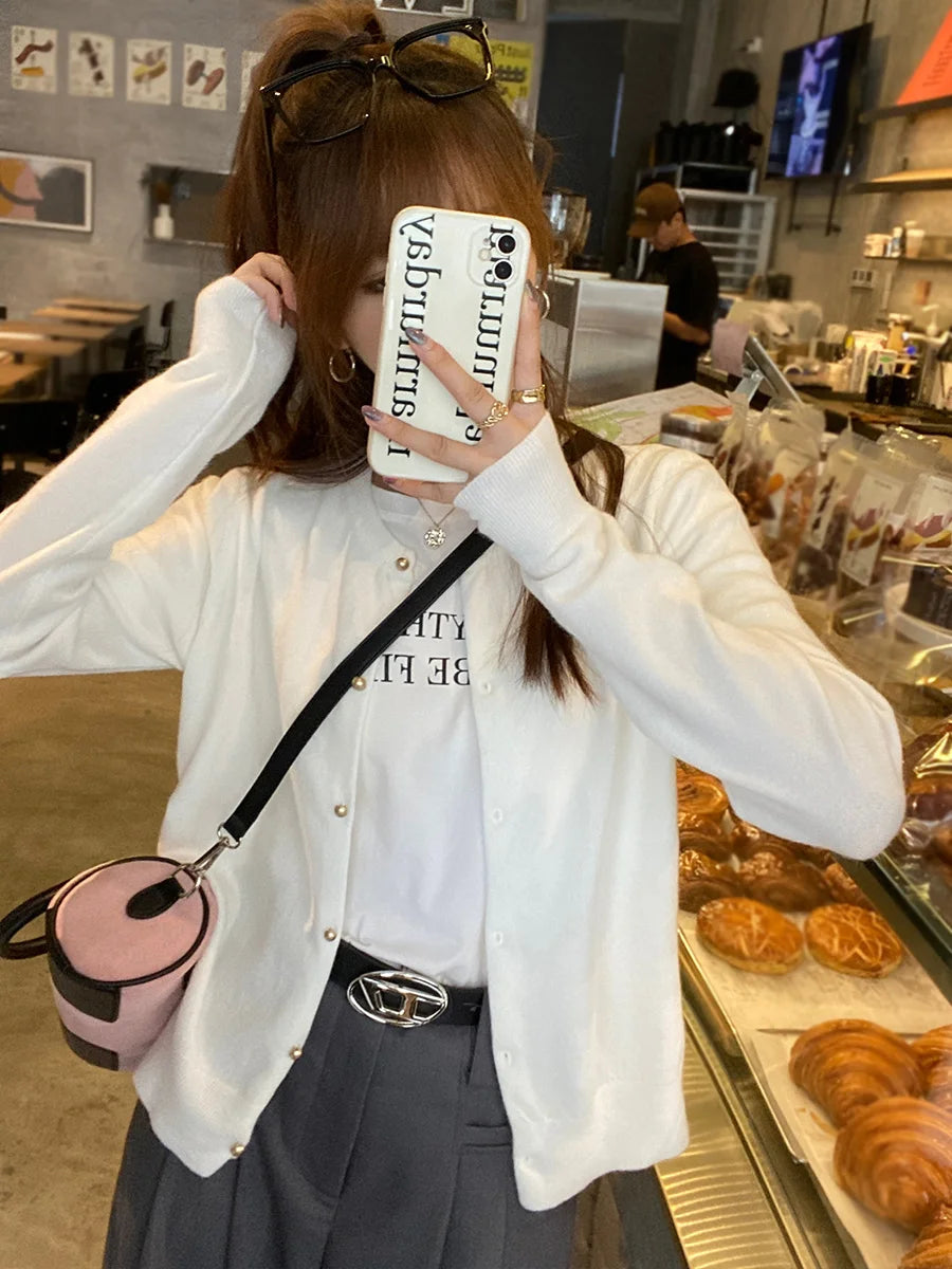 Women's Korean Single-Breasted Knit Cardigan
