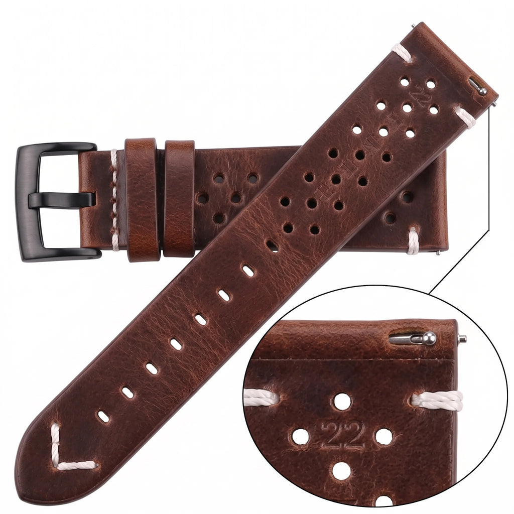 Handmade Cowhide Breathable Watch Band 18 20 22 24mm Men Women 4 Colors Oil Wax Genuine Leather Strap Watchband Accessories
