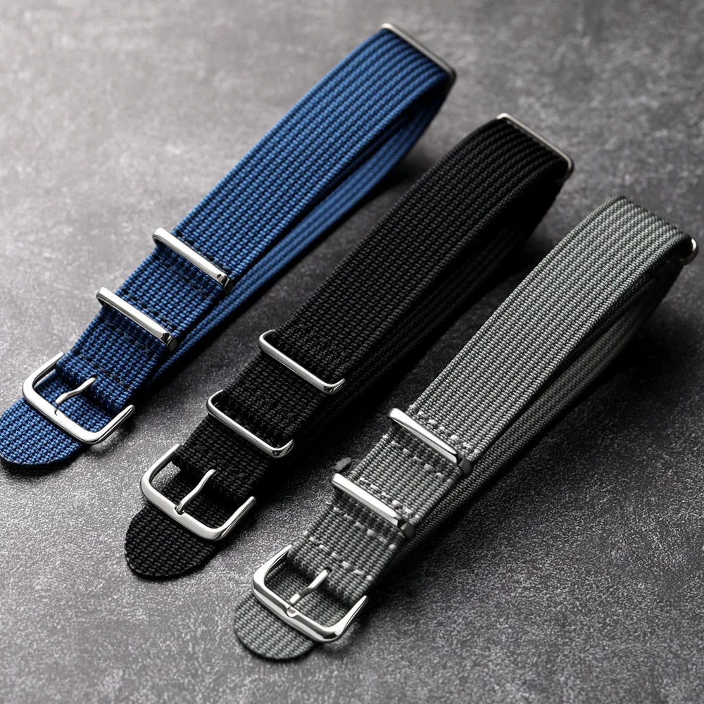 New Ribbed Nylon Watchband Nylon Watch Strap 18mm 20mm 22mm Watchband Accessories for Military Watch Band Bracelets
