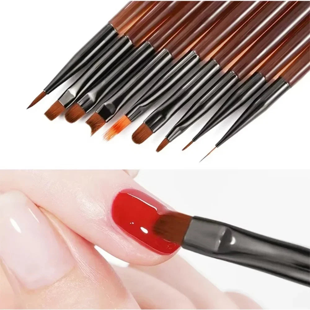 9PCS Professional Nail Brush for Nail Art Liner Brushes Elongated Lines Striping Drawing Painting Nail Design Pen Manicure Tool