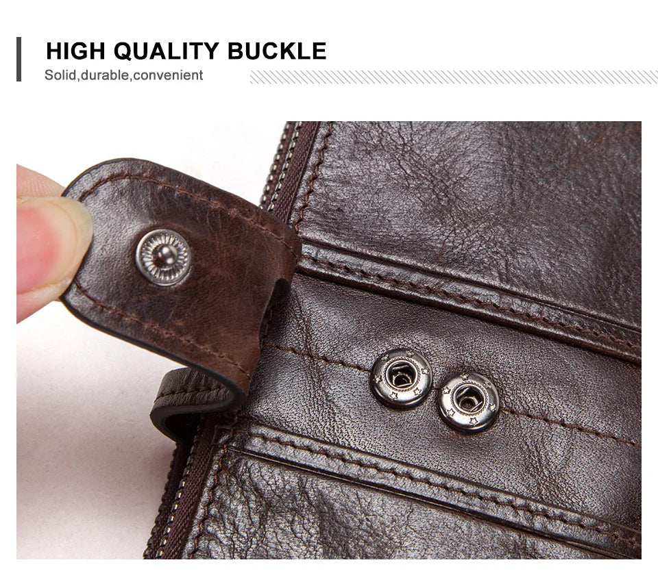 CONTACT'S Men Clutch Wallet Genuine Leather Long Wallet Hasp Card Holder Vintage Male Zipper Coin Purse Money Bag Portemonnee