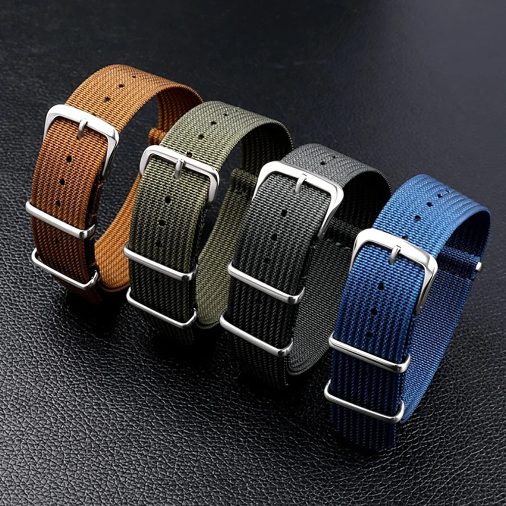 New Ribbed Nylon Watchband Nylon Watch Strap 18mm 20mm 22mm Watchband Accessories for Military Watch Band Bracelets