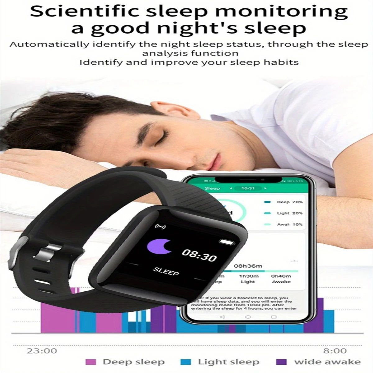 Men's Smartwatch Women's Sport Monitor Fitness Smart Watch Music Control Social APP Message Remind Consumer Electronic Watches