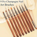 9PCS Professional Nail Brush for Nail Art Liner Brushes Elongated Lines Striping Drawing Painting Nail Design Pen Manicure Tool