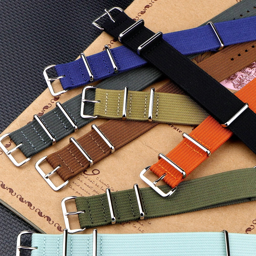 Nylon Watch Band Ribbed Strap 16mm 18mm 19mm 20mm 21mm 22mm 24mm Military Ballistic Fabric Replacement Premium Watchband