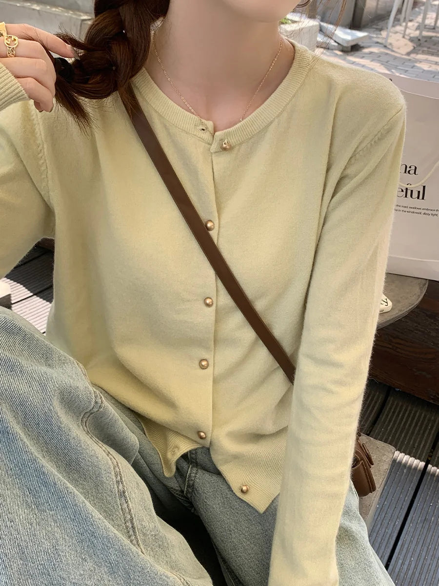 Women's Korean Single-Breasted Knit Cardigan