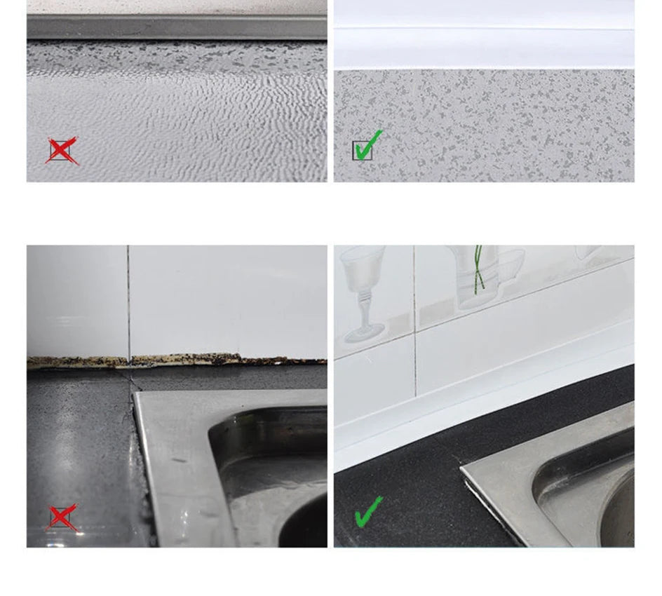 3.2M Bath Caulk Tape Self Adhesive PVC Oil-Proof Kitchen Sink Edge Corner Wall Sticker Waterproof Toilet Sealing Strip Tape