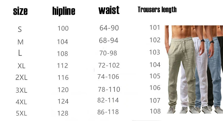 2025 New Men's Cotton Linen Pants Loose Autum Casual Pants Male Breathable Solid Color Drawstring Jogger Yoga Long Trousers