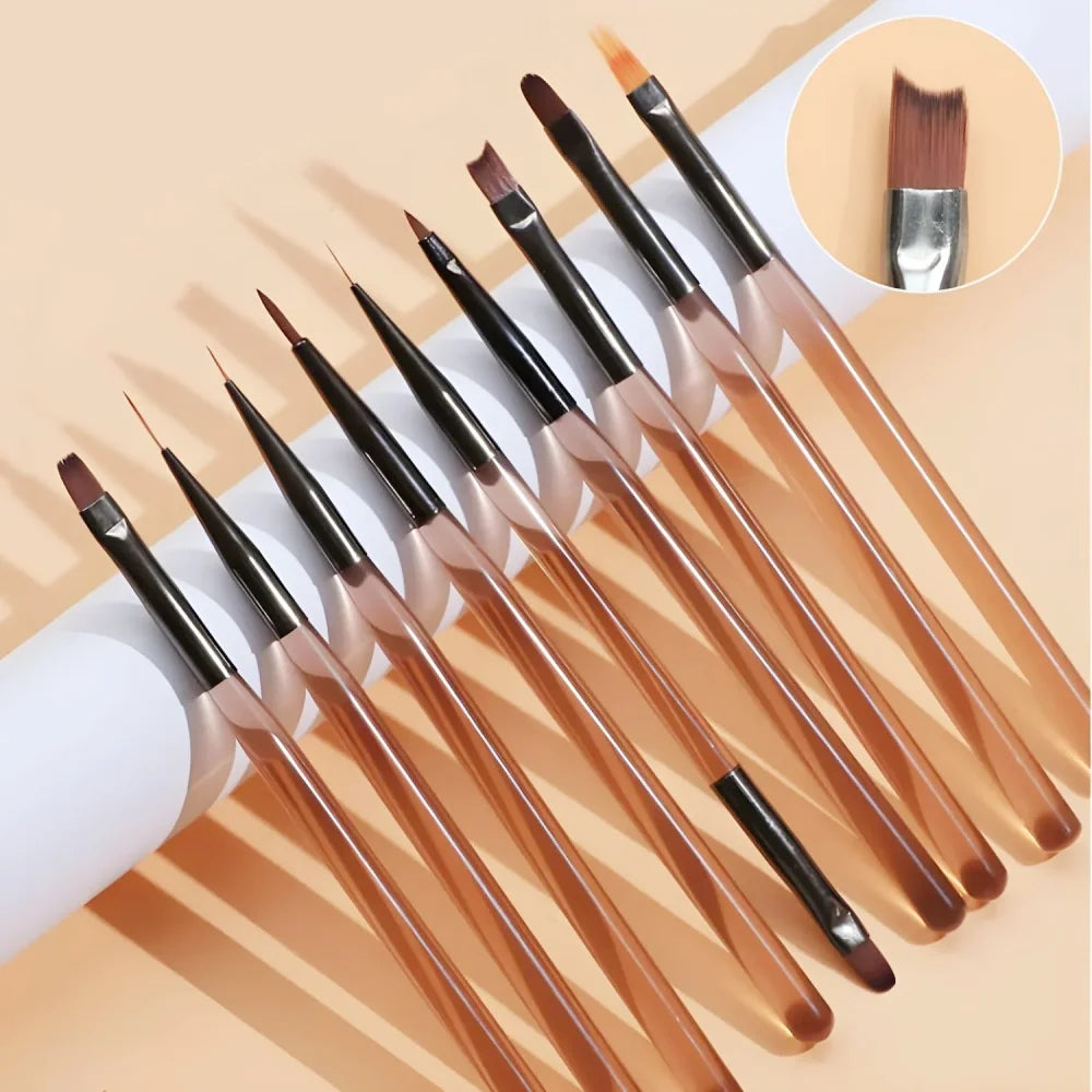 9PCS Professional Nail Brush for Nail Art Liner Brushes Elongated Lines Striping Drawing Painting Nail Design Pen Manicure Tool