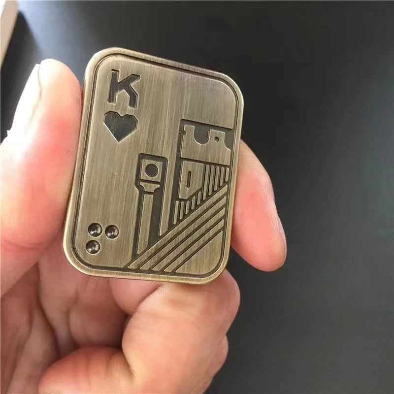 Metal Skull Push Slider Stress Relief Toy Anti Stress EDC Top Spinning Poker Toys Portable Decompress Magnetic Toys Adults Gifts