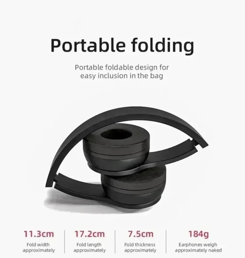 Foldable Wireless Bluetooth Headphones 5.0 Portable HiFi Sound Over-ear Headset for Sports Travel Daily Game music Earphones Use