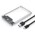 3.0/3.1 HDD Enclosure  2.5inch SATA SSD Hard Drive Case with 5Gbps Transfer Speed and Transparent Design Mobile External Housing