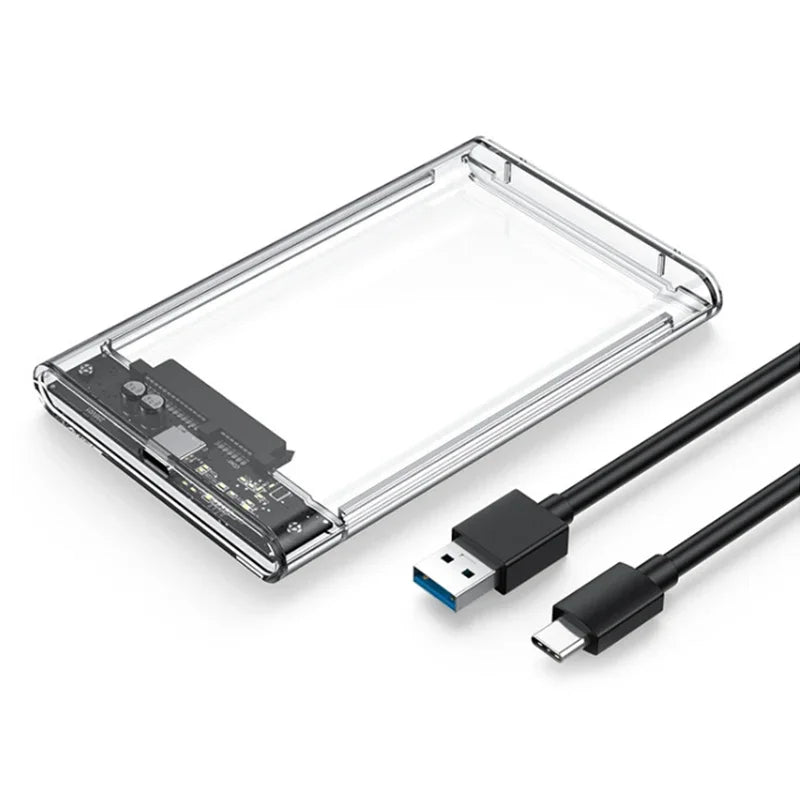 3.0/3.1 HDD Enclosure  2.5inch SATA SSD Hard Drive Case with 5Gbps Transfer Speed and Transparent Design Mobile External Housing