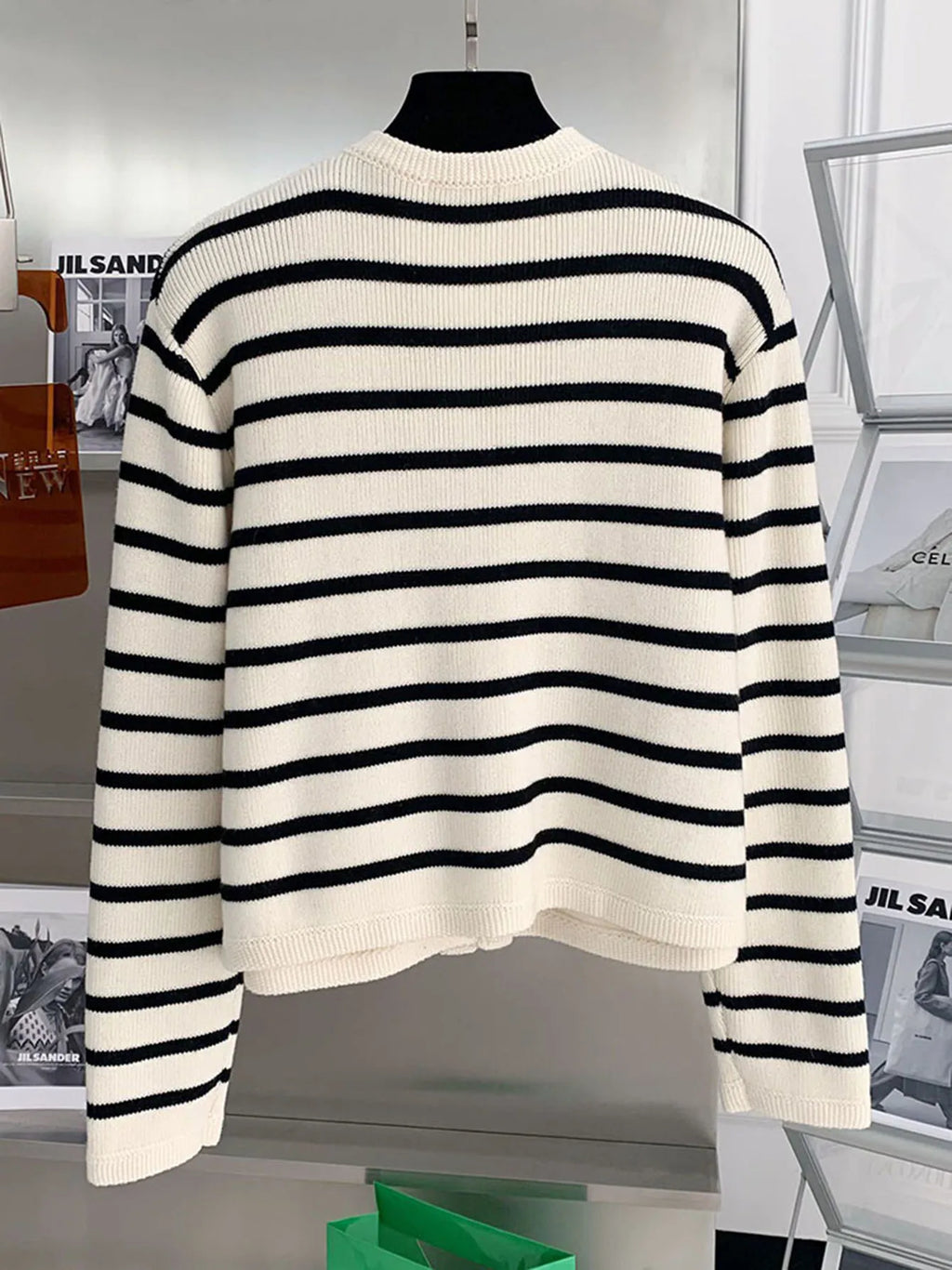Stripe Knitted Cardigan Women Spring Autumn O-neck Single Breasted Long Sleeve Crop Tops Fashion Casual Chic Female Sweaters