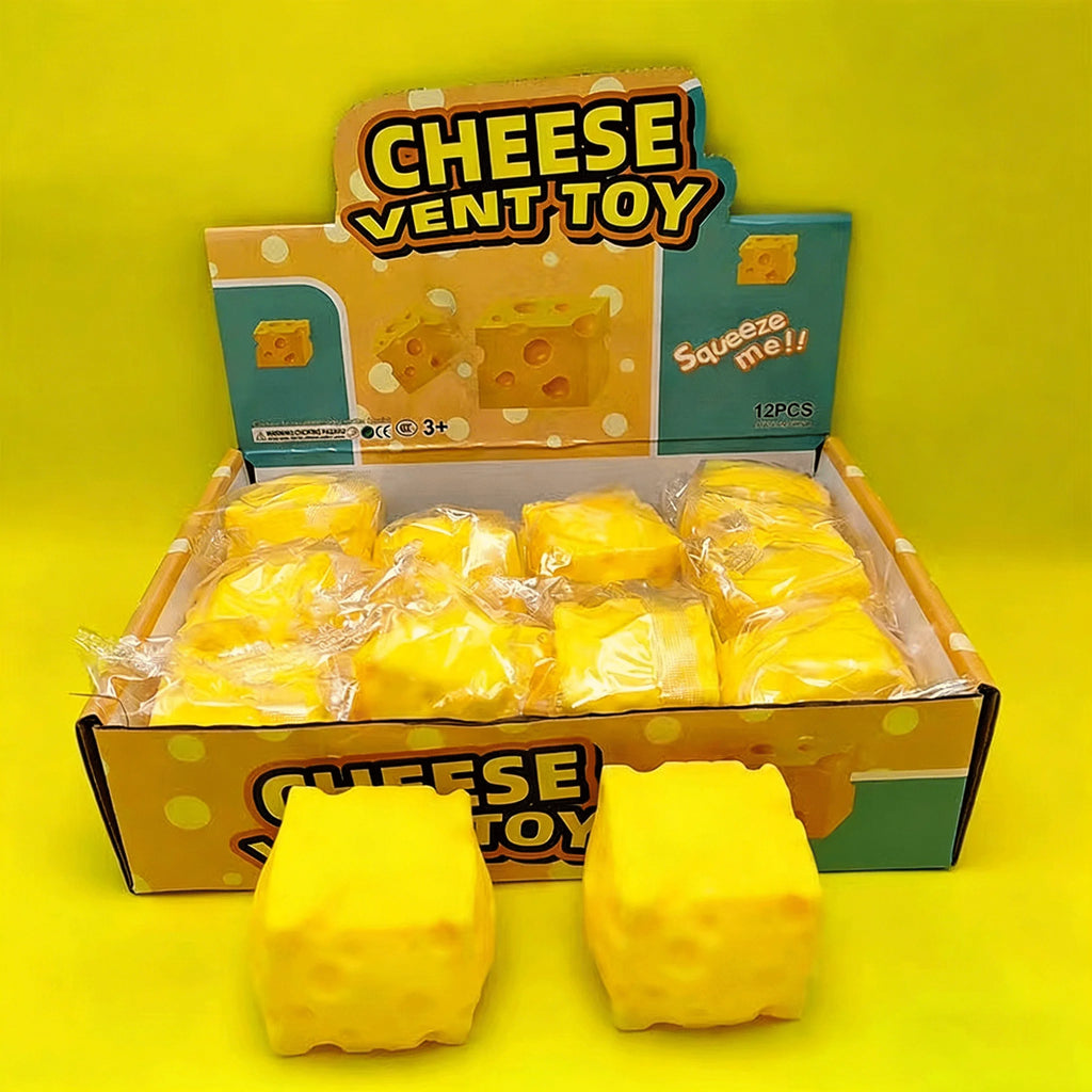 7E-Portable Cheese Squeeze Toy Fidget Stress Relief Squishy Ball Slow Rebound for Desk Decor Decompression Toy for Adults Gift