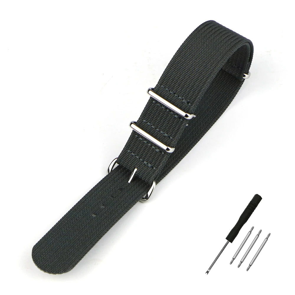 Nylon Watch Band Ribbed Strap 16mm 18mm 19mm 20mm 21mm 22mm 24mm Military Ballistic Fabric Replacement Premium Watchband