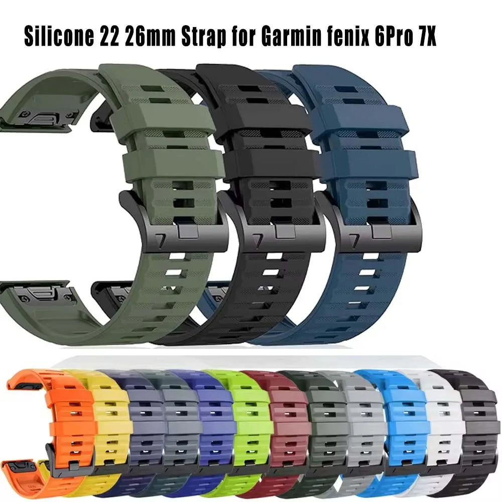22mm 26mm Quick Fit Silicone Strap For Garmin Fenix 8/7/7X/6/6X Pro Replacement Watch Band For Garmin EPIX/Enduro 3