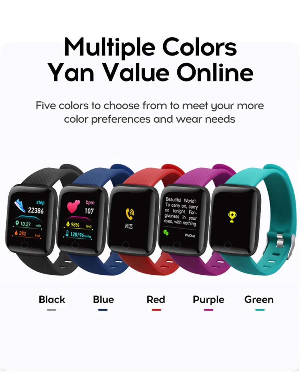 Men's Smartwatch Women's Sport Monitor Fitness Smart Watch Music Control Social APP Message Remind Consumer Electronic Watches