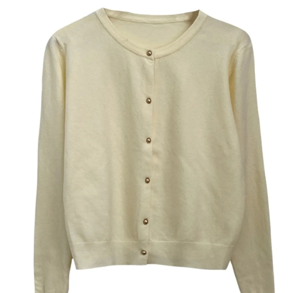 Solid Color Knitted for Women Cardigan Korean Single Breasted Long Sleeve Jumper Woman Round Neck All Match Cardigans Outwear