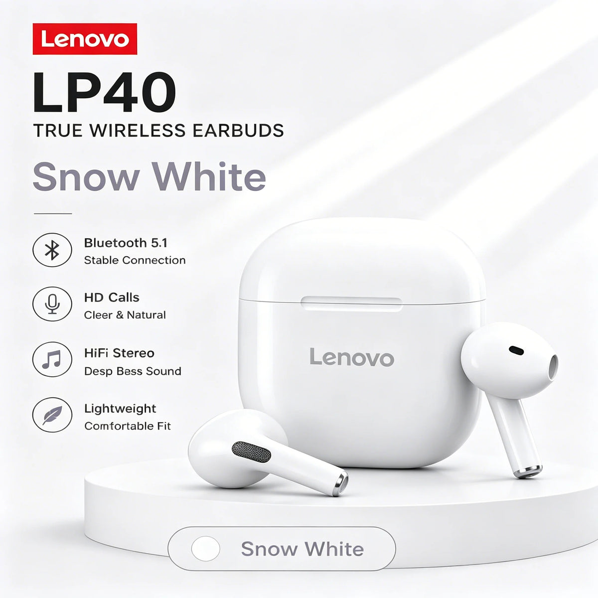 Lenovo LP40 Wireless Bluetooth 5.4 Earbuds
