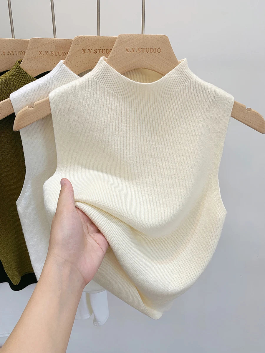 Women Knitted Tank Top Summer Fall Slim Sweater Short Sleeveless Solid Spring Autumn Sweaters Pullovers 2026