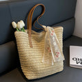 Summer Large Capacity Tote Bag Women Shoulder Bag Handmade Woven Bag Fresh Rural Handheld Grass Woven Women Bag