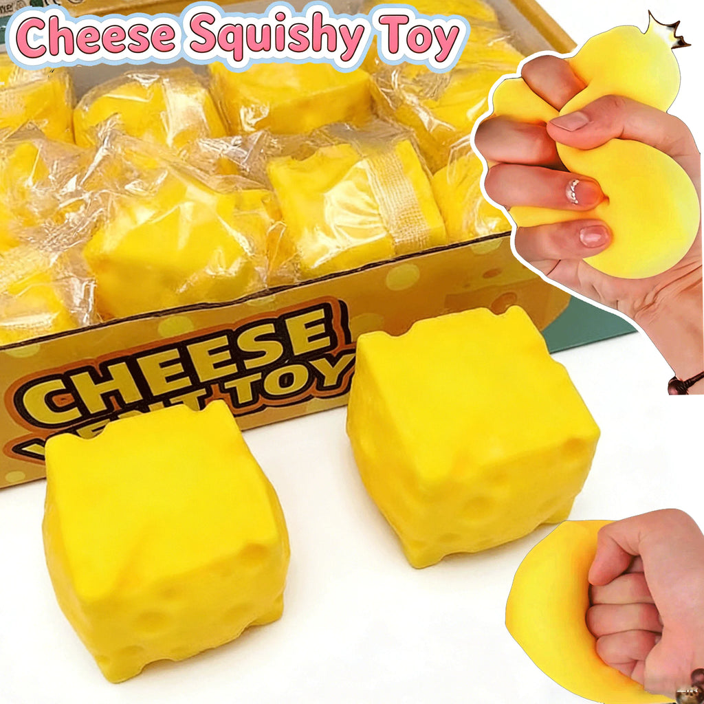 7E-Portable Cheese Squeeze Toy Fidget Stress Relief Squishy Ball Slow Rebound for Desk Decor Decompression Toy for Adults Gift