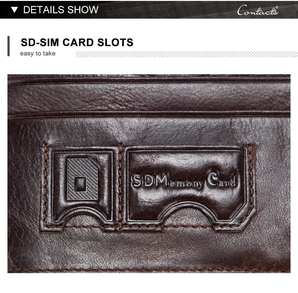 CONTACT'S Men Clutch Wallet Genuine Leather Long Wallet Hasp Card Holder Vintage Male Zipper Coin Purse Money Bag Portemonnee