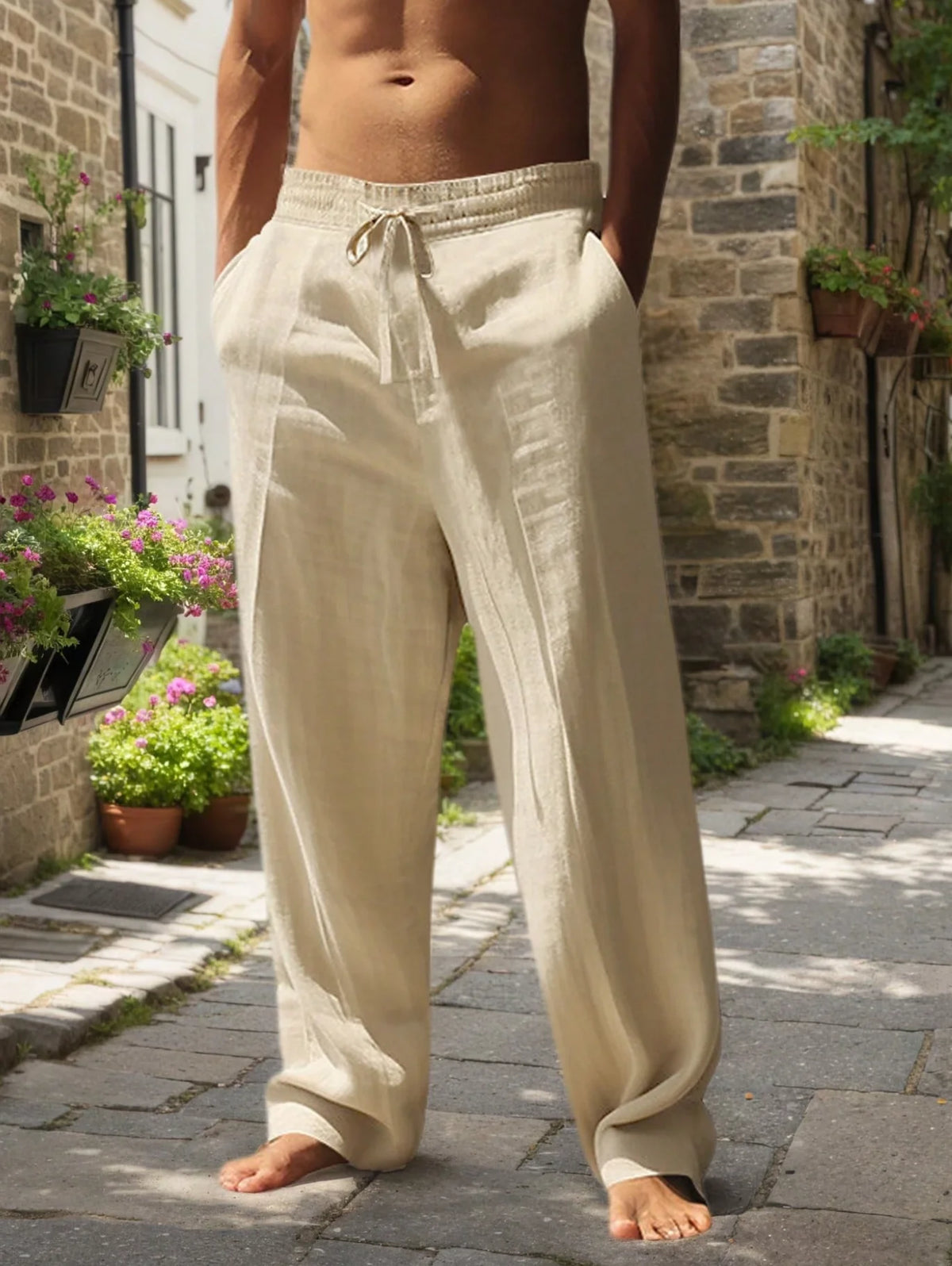 Men's Loose Cotton-Hemp Beach Pants