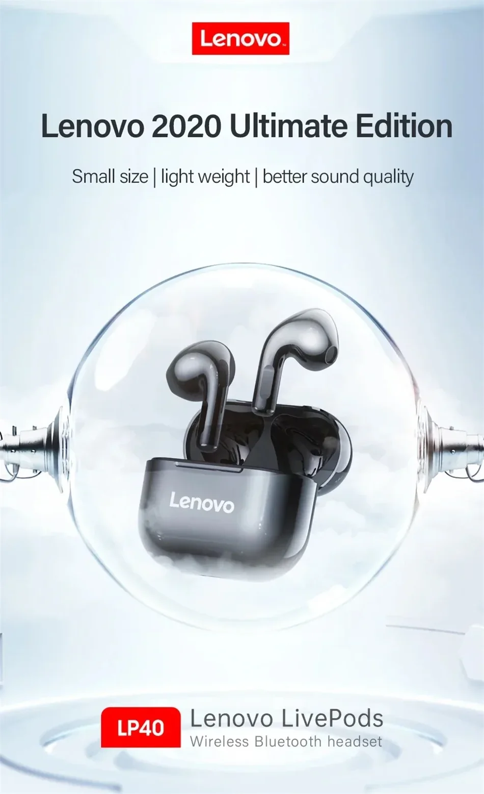 Original Lenovo LP40 Wireless Bluetooth5.4 Headphones TWS Earphones Touch Control Sport Headset Stereo Earbuds For Phone Android