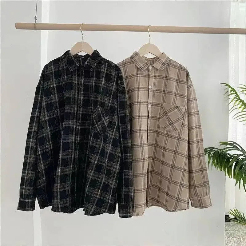 Women's Vintage Plaid Oversized Shirt