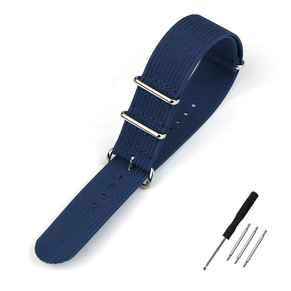 Nylon Watch Band Ribbed Strap 16mm 18mm 19mm 20mm 21mm 22mm 24mm Military Ballistic Fabric Replacement Premium Watchband