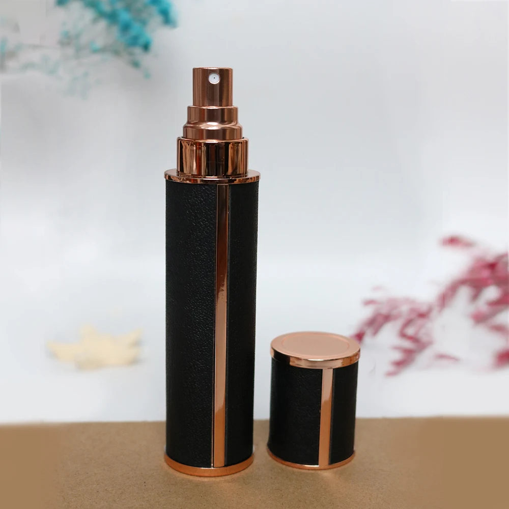 10ml Luxury Leather Wrapped Glass Perfume Spray Bottle, Portable Mini Refillable Perfume Atomizer, BPA-Free Cosmetic Container