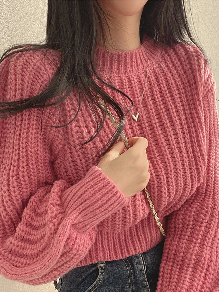 Women's Vintage Lantern-Sleeve Knit Sweater