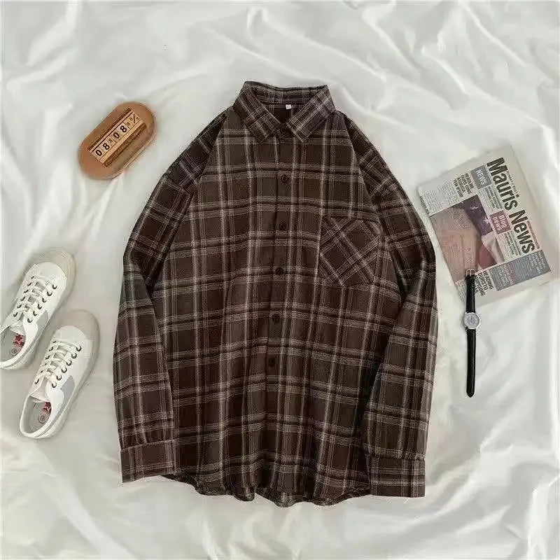 Women's Vintage Plaid Oversized Shirt