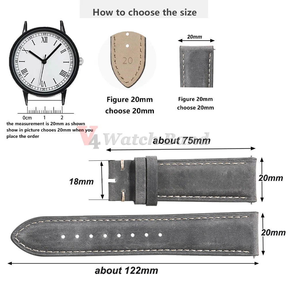 Genuine Calfskin Leather Watchband for Omega Business Watch Band for Seiko 22mm 20mm 18mm Butterfly Buckle Stitching Brown Strap