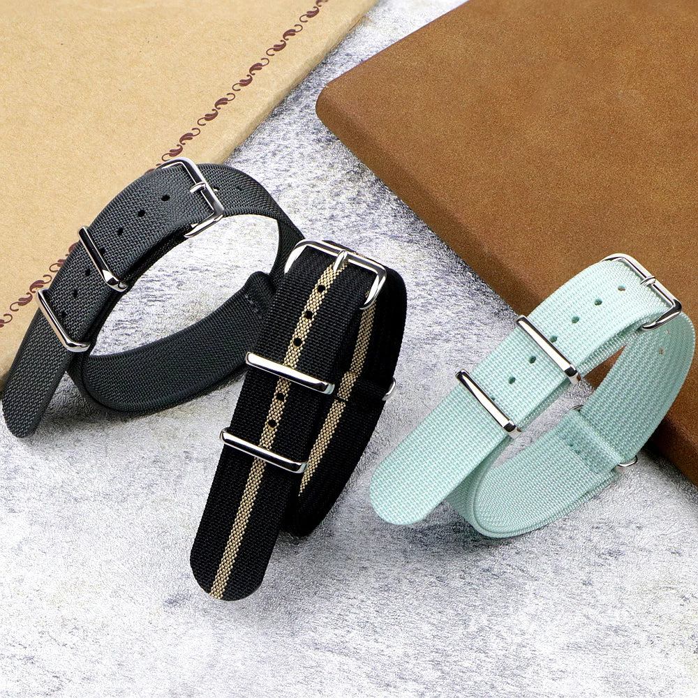 Nylon Watch Band Ribbed Strap 16mm 18mm 19mm 20mm 21mm 22mm 24mm Military Ballistic Fabric Replacement Premium Watchband