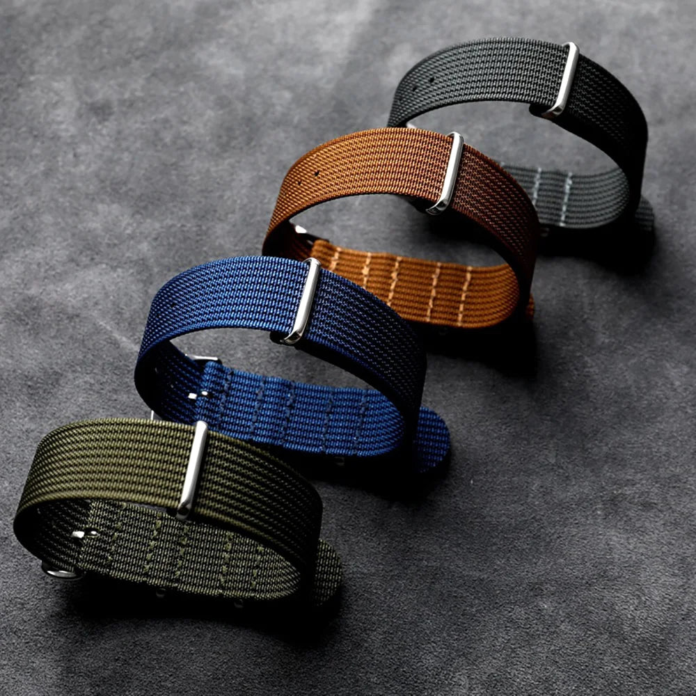 New Ribbed Nylon Watchband Nylon Watch Strap 18mm 20mm 22mm Watchband Accessories for Military Watch Band Bracelets