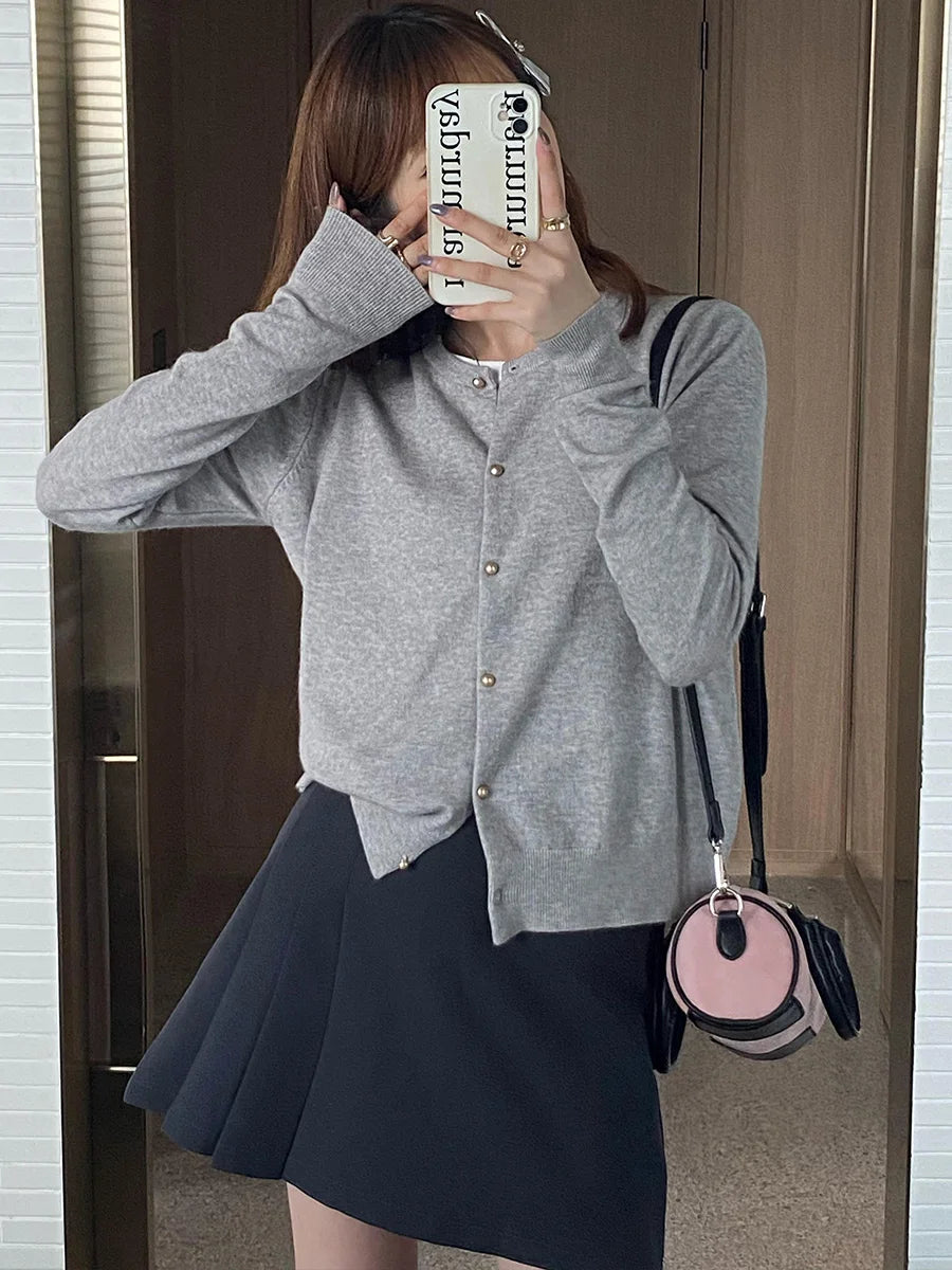 Women's Korean Single-Breasted Knit Cardigan